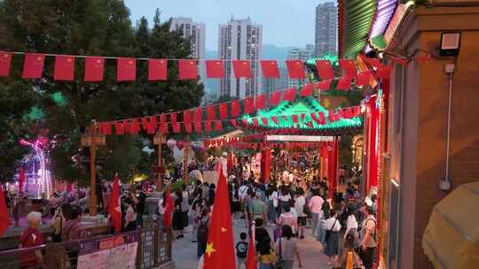 香港街头五星红旗港旗