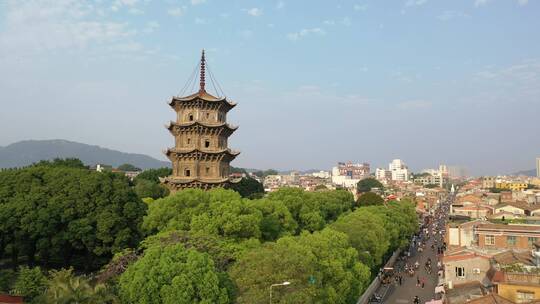 泉州航拍西街东西塔市区开元寺风景名胜古迹