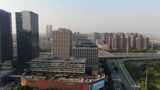 河南郑州东站商业圈高楼建筑航拍视频素材模板下载