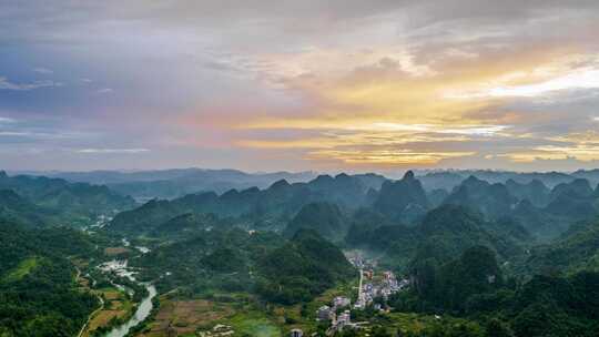 大新硕龙火烧云晚霞延时