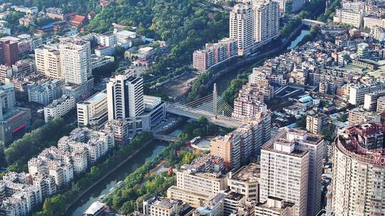 云南昆明城市蓝天白云风景建筑航拍