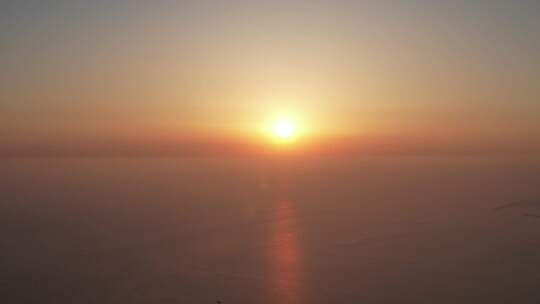 大海海上日落晚霞夕阳航拍