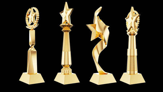 4款新年年会舞台晚会颁奖金属奖杯视频元素
