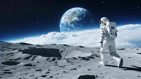 宇航员登陆月球探索宇宙航天科技视频