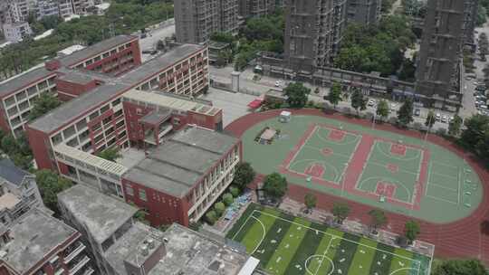 福建省福州市福清市百合小学校园风光航拍