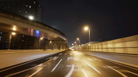 夜晚城市开车下班回家（超长线路）视频素材模板下载