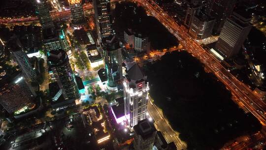 上海浦西夜景航拍空镜