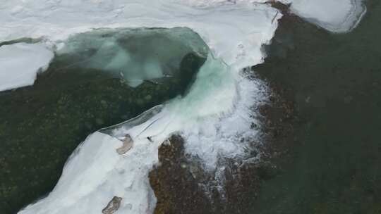 春天山间溪流冰雪融化视频素材模板下载