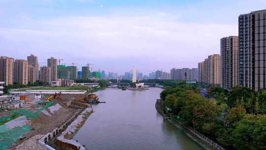 航拍杭州京杭大运河视频