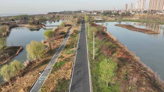 花塘河湿地4k航拍