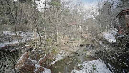 庐山冬天小溪雪后长冲河