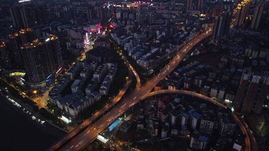 湖南省衡阳市湘江大桥夜景航拍2k合集