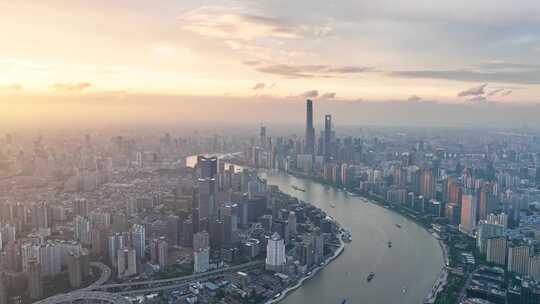 南浦大桥 陆家嘴 黄浦江 上海城市晚霞