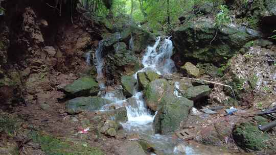 山间溪流瀑布流水自然风光实拍