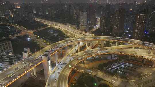 上海 南浦大桥车流 夜景航拍