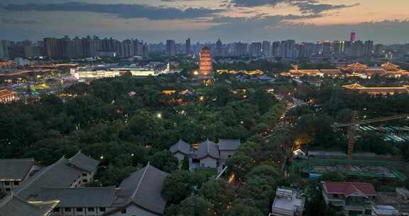 航拍西安大雁塔夜景