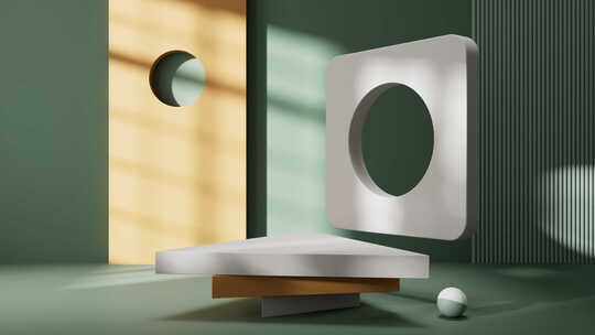 3D渲染几何物体室内场景