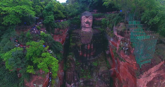 著名景区世界文化遗产乐山大佛航拍