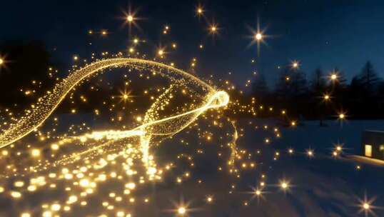 金色粒子光效夜景素材