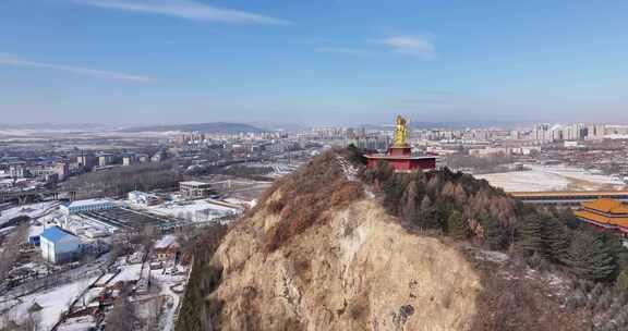 牡丹江海林市报恩寺航拍