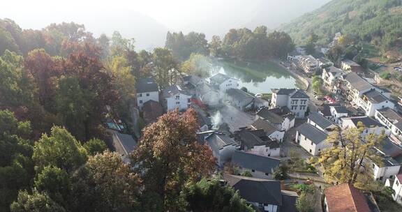 临安村落景区红叶 指南村 秋景秋色 航拍