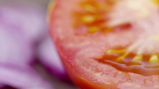 西红柿洋葱黄瓜特写视频素材模板下载