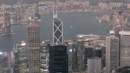 香港 维多利亚港夜景航拍