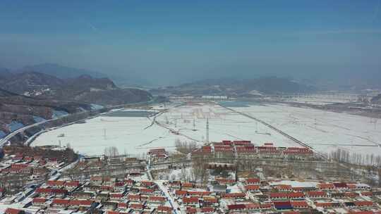 4K航拍北方雪景农村