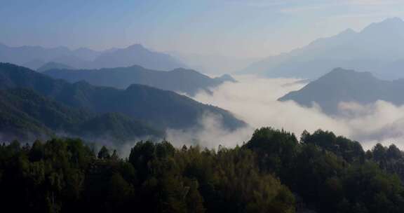 江南高山云海云雾丽水松阳画家古村落航拍