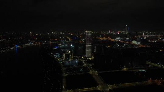 上海前滩CBD夜景航拍视频素材模板下载