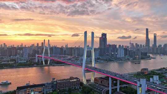 南浦大桥 陆家嘴 黄浦江 上海城市晚霞