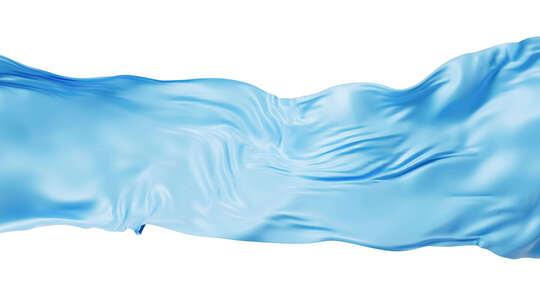 带透明通道的飘舞流动蓝色布料3D渲染