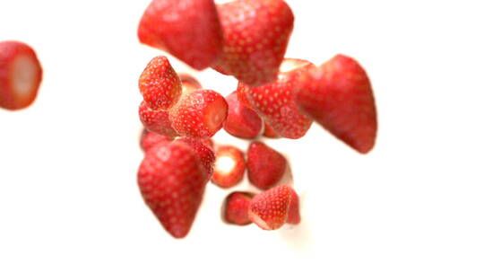 草莓 水果 慢镜头 掉落 升格