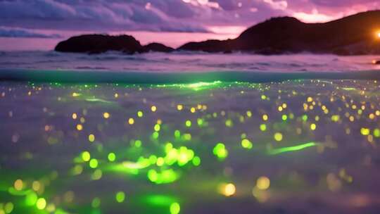 海边荧光海夜景