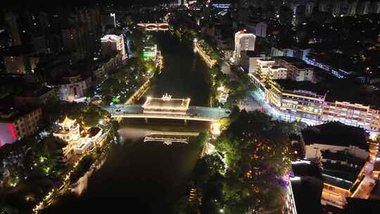 福建三明泰宁县城夜景灯光航拍