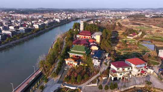 航拍邵阳洞口高沙镇宝塔寺风光