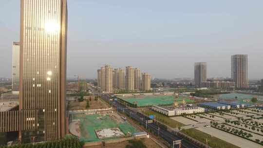 航拍正定新区中国海关办公大楼视频素材模板下载