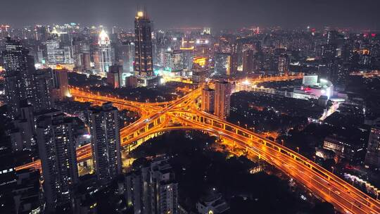 上海延安高架夜景航拍