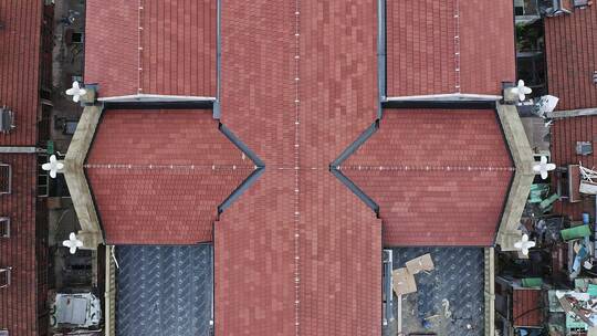 航拍上海市中心住宅区建筑屋顶