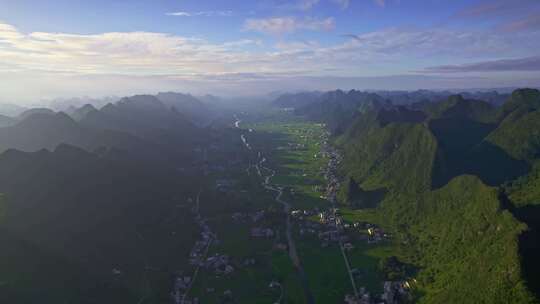 航拍广西山区农村山脉山川山峰群山自然风光