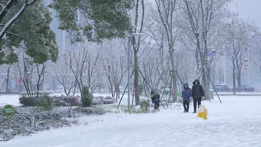 武汉江汉区菱角湖公园雪景