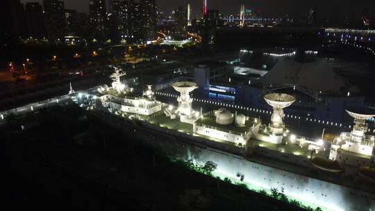 中国船舶馆夜景4K航拍