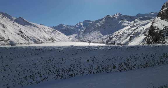 冰冻，湖，雪，山