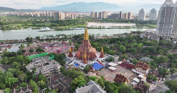 西双版纳大金塔寺航拍