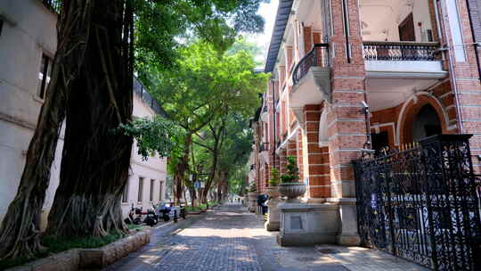 广州老街沙面大街历史景观欧式建筑