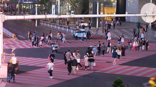 长沙黄兴广场五一广场夜晚夜景车流