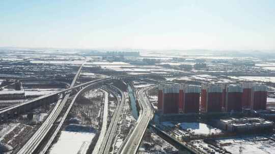 航拍雪景 冬至节气 冬天雪景  冬季