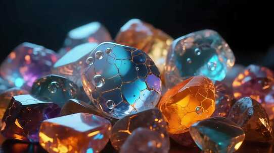 多彩宝石微距特写