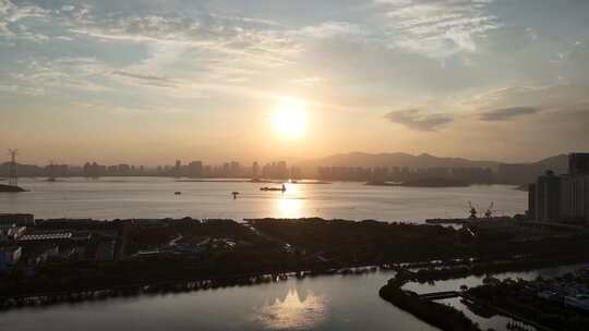 合集福建厦门海边夕阳晚霞航拍