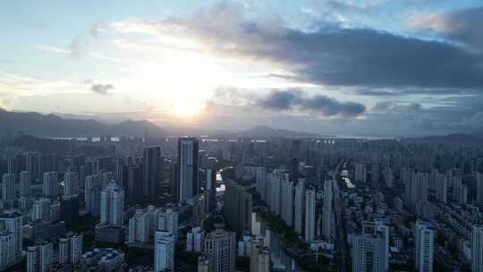 航拍温州鹿城区温州大景